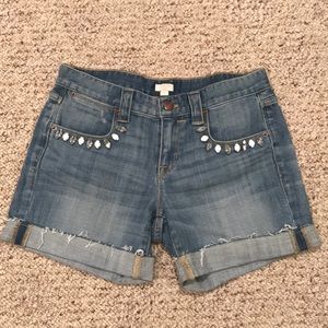 Jcrew Embellished Denim Shorts